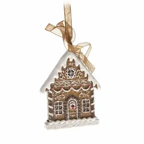 Vianočné dekorácie Vianočná závesná dekorácia Gingerbread cottage, 5,6 x 7,4 cm
