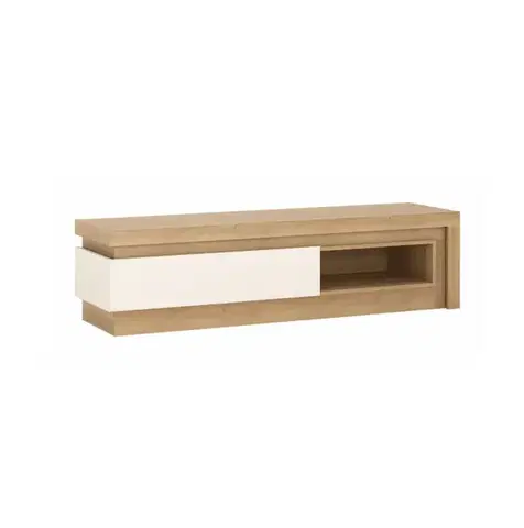 TV stolíky KONDELA Leonardo LYOF 2 tv stolík s osvetlením dub riviera / biela