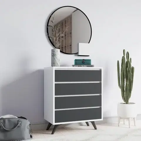 Komody Komoda Suvera - White, Anthracite