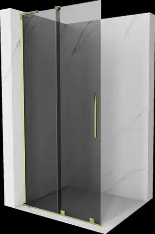 Sprchové dvere MEXEN/S - Velar L Sprchová zástena posuvná Walk-in 110 x 200, grafit 8 mm, zlato 871-110-003-43-50