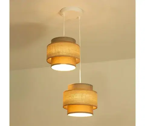 Svietidlá BRILAGI - Luster na lanku RESNA 2xE27/60W/230V pr. 30 cm hnedá/béžová H0373