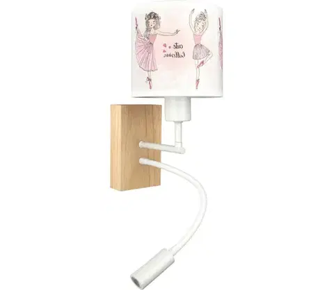 Svietidlá BRILAGI - flexibilná LED lampa BOBO WOOD 1xE27/25W/230V + LED/3W dub/biela/ružová/bal. BG1565+BG5591