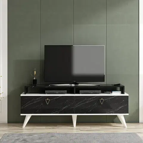 TV stolíky UGANDA TV stolík na nožičkách, čierna / biela