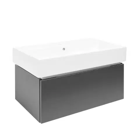 Kúpeľňový nábytok Kúpeľňová skrinka s umývadlom SAT Feel 80x30x46 cm antracit mat SATFEEL80ANTU2 SATFEEL80ANTU2