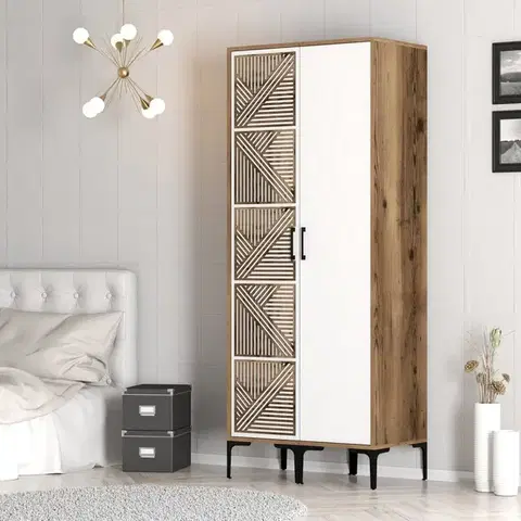 Šatňové skrine Šatníková skriňa Kumsal PS - Walnut, White