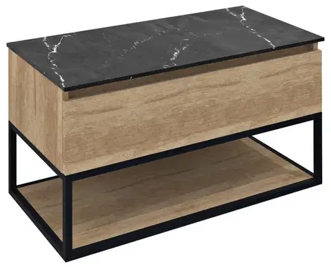 Kúpeľňový nábytok SAPHO - SKARA umývadlová skrinka 90x50x45cm, čierna mat/dub alabama CG006-2222