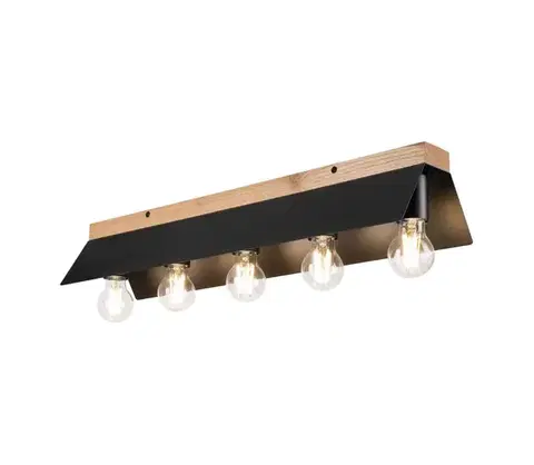 Svietidlá  Stropné svietidlo ESME 5xE27/15W/230V čierna/dub LM-5.256