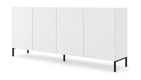 Komody ArtBm Komoda SURF 200 | 4D Prevedenie: Biela mat / čierne nohy