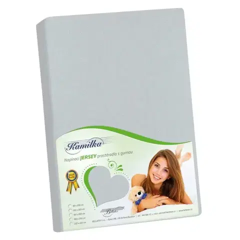 Plachty Bellatex Jersey prestieradlo Kamilka stredne sivá, 180 x 200 cm