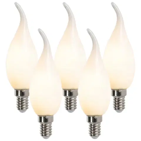 LED osvetlenie Sada 5 stmievateľných LED žiaroviek s vláknom sviečky E14 F35 matné 3W