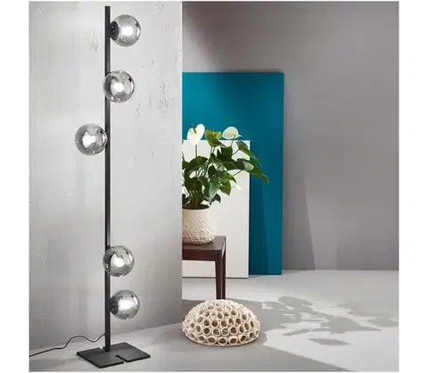 Lampy Ondaluce - Stojacia lampa MONILE 5xE14/10W/230V 170 cm čierna/dymová čierna PT.MONILE/NERO