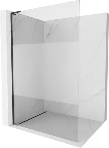 Sprchové dvere MEXEN/S - Kioto L Sprchová zástena WALK-IN 70 x 200, transparent/dekor, čierna 800-070-103-70-35