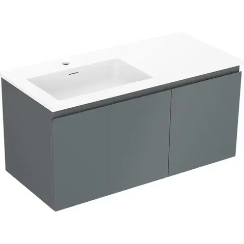 Kúpeľňový nábytok MEXEN/S - Orio kúpeľňová skrinka 100 cm s umývadlom Otis ľavá, 1S, 1D, grafit mat/biela mat 91A13-10047-3-BBFF66-W18L01