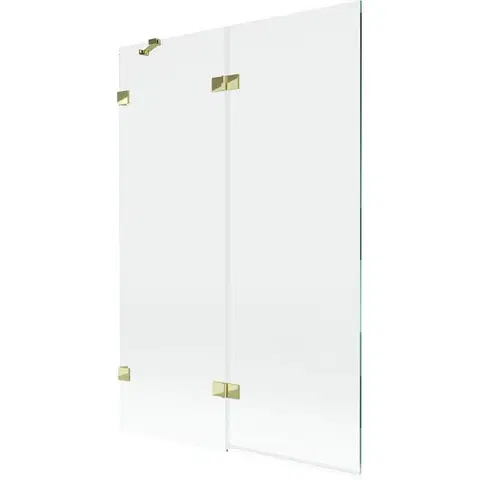 Sprchové dvere MEXEN/S - Lunar vaňová zástena 2-krídlová ľavá 120 x 150, transparent, zlatá 897-120-100-50-00-L