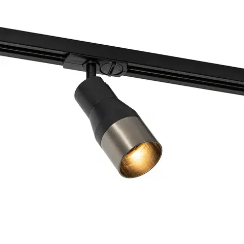 Koľajnicové svetelné systémy Moderný bodový reflektor čierny s gunmetalom pre 1-fázový koľajnicový systém GU10 50mm - Iconic Kohua