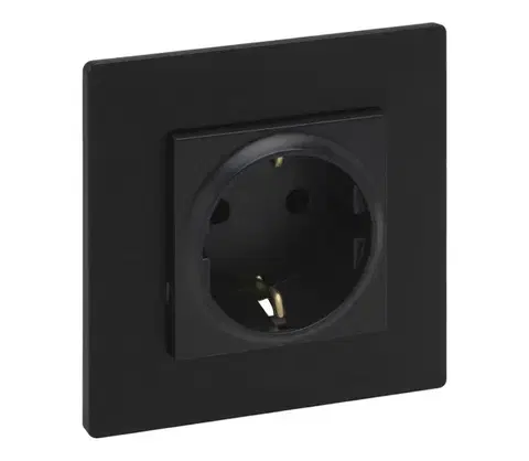 Predlžovacie káble Legrand - Domová zásuvka SCHUKO s rámikom 250V/16A NILOE STEP čierna LR0044+LR0116
