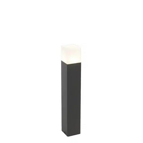 Zahradne stlpove lampy Stojaca vonkajšia lampa čierna s opálovým bielym tienidlom 50 cm - Denmark