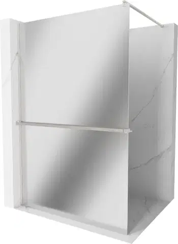 Sprchové dvere MEXEN/S - Kioto+ Sprchová zástena WALK-IN s poličkou a držiakom uterákov 100 x 200, zrkadlová, nikel kartáčovaná 800-100-121-97-50