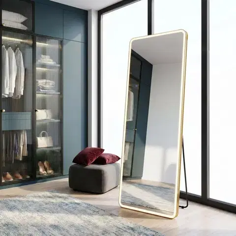 Kúpeľňové zrkadlá REA - Zrkadlo LED Classico 60x170cm Brush Gold HOM-07058