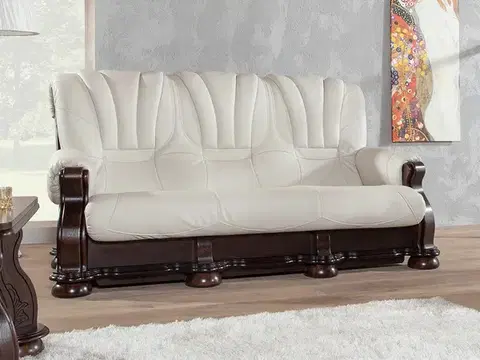 Sedacie súpravy PYKA Cezar III kožená trojsedačka wenge / biela (White snow)