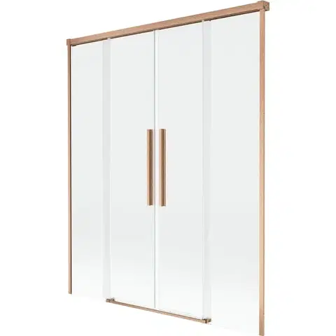 Sprchové dvere MEXEN/S - Rox vaňová zástena 2-krídlová posuvná 150 x 150, transparent, meď kartáčovaná 8C9-150-002-65-00