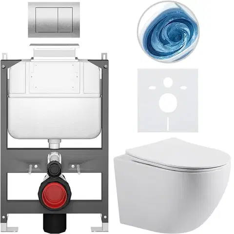 Záchody CERANO - Kompletný WC set Basic/Cesso - biela lesklá - WC tlačidlo Maxio/Strieborná - ovládanie zhora - predstenová inštalácia - 49x36 CER-8050BD85995