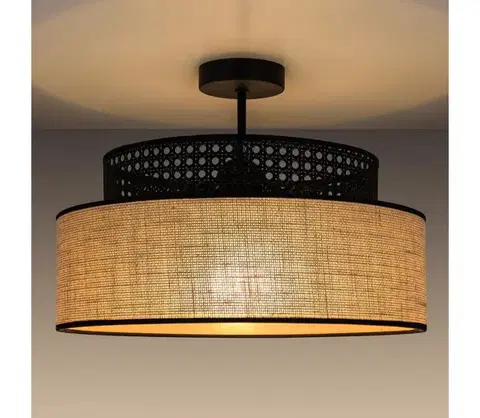 Svietidlá  Prisadený luster BOHO 1xE27/60W/230V pr. 40 cm čierna/ratan 0647