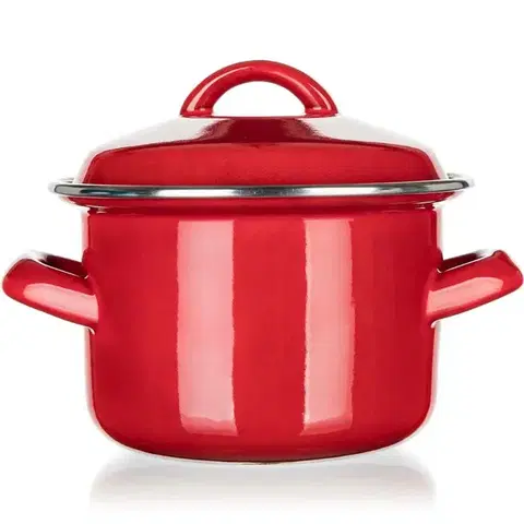 Hrnce Banquet Smaltovaný hrniec s pokrievkou Milton red, 12 cm, 0,78 l, 12 cm