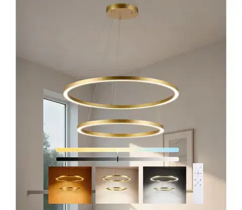Svietidlá BRILAGI - stmievateľný LED závesný luster na lanku PORTOFINO LED/98W/230V pr. 80 cm zlatý +DO BRI514