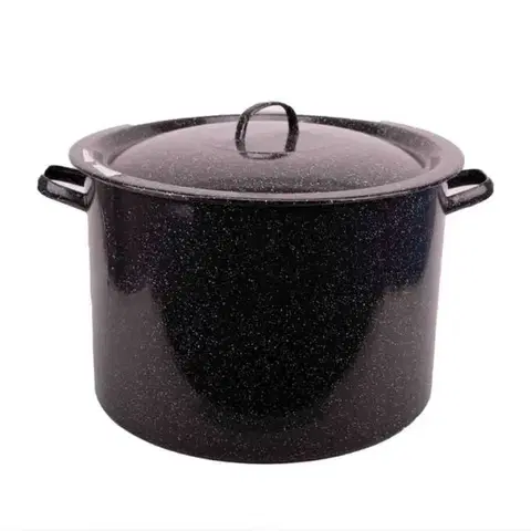 Hrnce Kinekus Hrniec s pokrievkou, smaltovaný, 45 cm/53 L, čierny prskaný