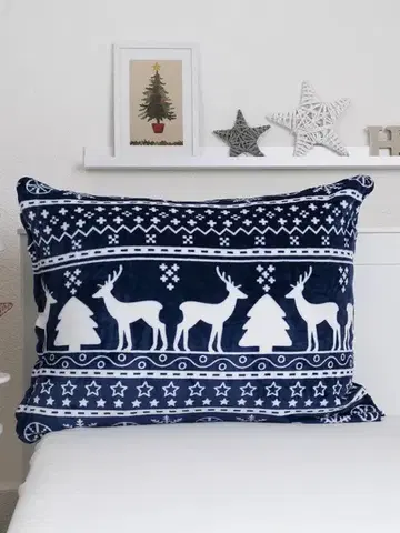 Dekoračné obliečky MKLozkoviny.sk Obliečka na vankúš mikroplyš 70 × 90 cm - Jelene modré-  -