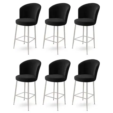 Barové stoličky Bar Stool Set (6 Pieces) Fora - Black, Chrome