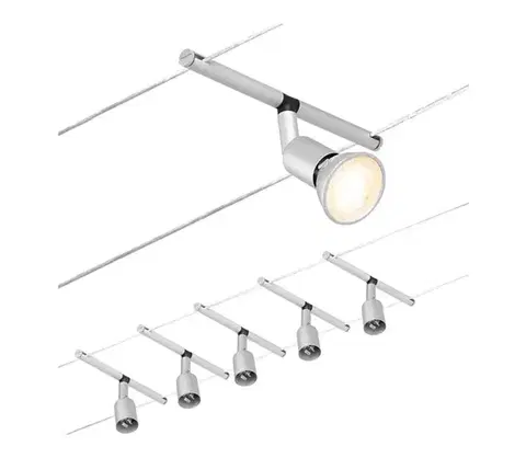 Svietidlá Paulmann 94442 - Sada 5× GU5,3/10 W Kompletný lankový systém SALT 230 V, matný chróm 94442