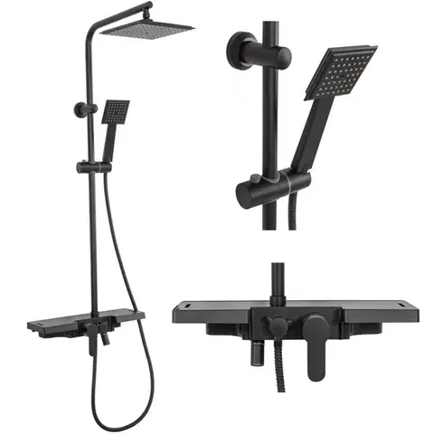Kúpeľňové batérie REA REA - Sprchový set s batériou 150mm Bravo čierna REA-P0636