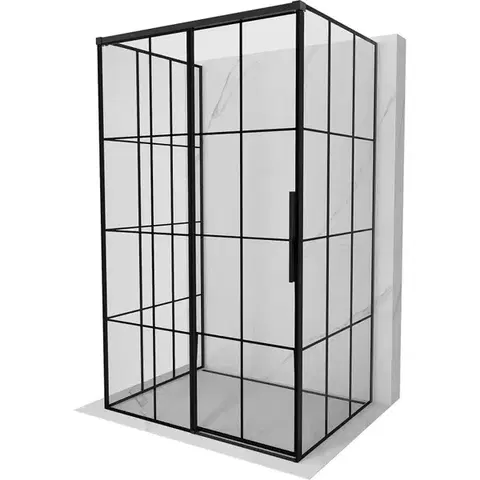 Sprchovacie kúty MEXEN/S - Rox-3S sprchovací kút 3 stenný, posuvný ľavá 160 x 70, čierna kratka, čierna 8C2-160-070-70-77-3S-L