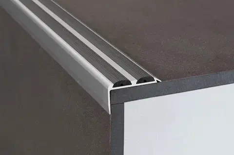 Schodové lišty a profily Schodový profil 36 x 20 mm s protišmykovými gumami (skrutkovací) Inox E71