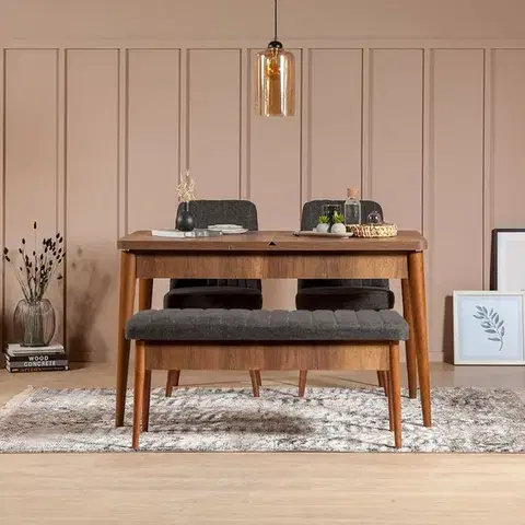 Jedálenské sety Jedálenský set s rozkladacím stolom a stoličkami (4 kusy) Vina 1053 - Anthracite, Walnut