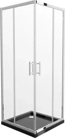 Vane MEXEN/S - Rio štvorcový sprchovací kút 80 x 80, transparent, chróm + vanička so sifónom Flat, čierny 860-080-080-01-00-4070