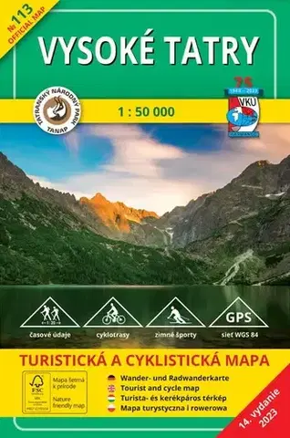 Turistika, skaly TM 113 - Vysoké Tatry 1: 50 000, 14. vydanie, 2023