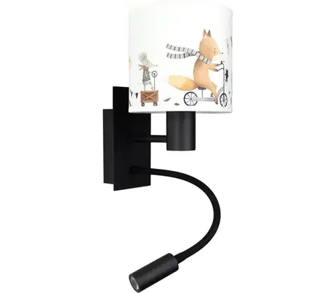 Svietidlá BRILAGI - LED flexibilná lampa BOBO 1xE27/25W/230V + LED/3W čierna/biela/s motívom zvieratiek BG1558+BG5578