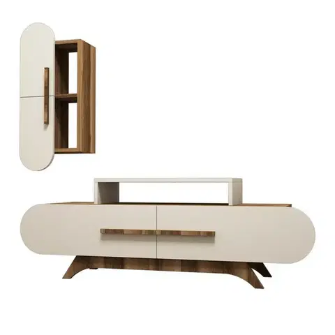 Konferenčné stolíky Televízny stolík so skrinkou Rose Walnut and Cream