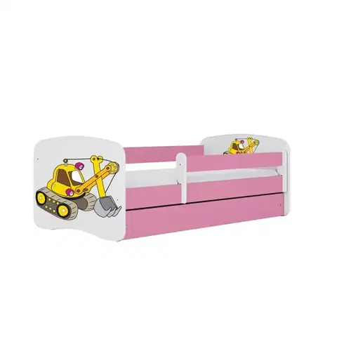 Postele pre dievčatá Detská Posteľ. Babydreams+Sz+M Ružová 70x140 Rýpadlo
