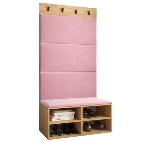 Spálňové šatníkové skrine Predsieňový nábytok Miro dub craft panel ružový