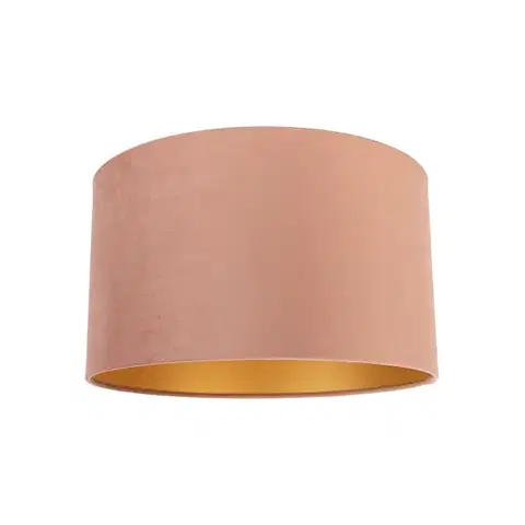 Tienidlo na lampu Zamatové tienidlo ružové 35/35/20 so zlatým interiérom