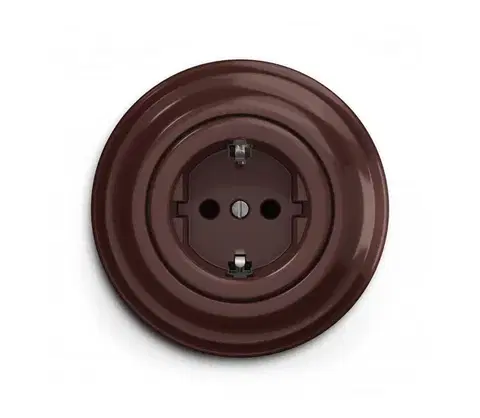 Predlžovacie káble Reblig - Retro domová zásuvka s rámčekom SCHUKO 230V/16A hnedá RG0034+RG0109