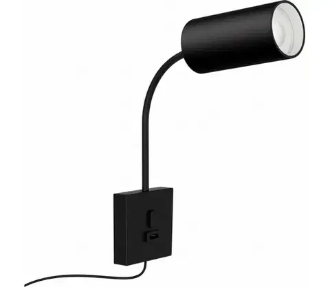 Svietidlá  08295L - Nástenné svietidlo s USB PUNTO 1xGU10/9W/230V čierne 08295L
