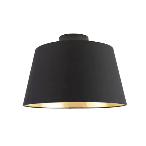 Stropné osvetlenie Stropné svietidlo s bavlneným tienidlom čierne so zlatom 32 cm - Combi Black