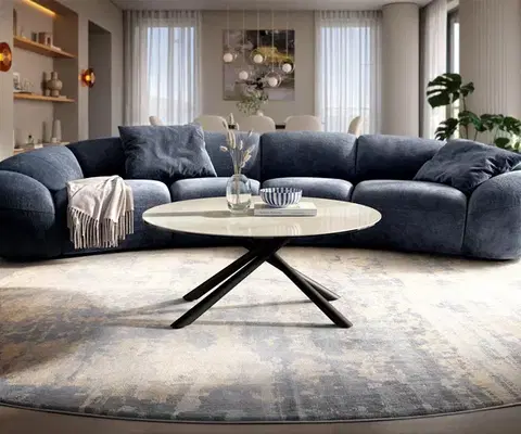 Konferenčné stolíky DELIFE Konferenčný stolík Edge okrúhly 100×100 cm keramika onyx šampanské Sarity kov čierna