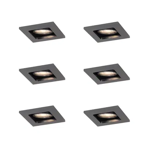 Zapustené svietidlá Sada 6 moderných zapustených bodových svetiel Gunmetal GU10 50mm okrúhle naklápacie - Qure