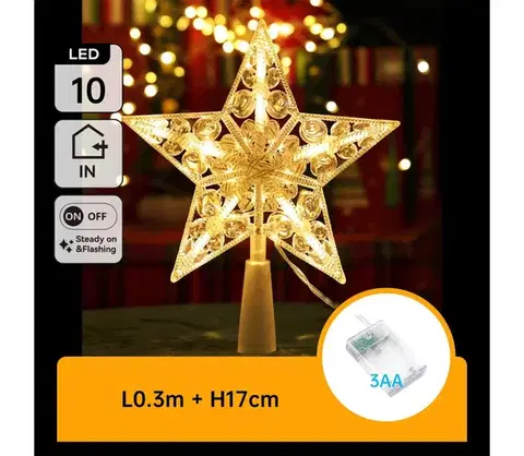 Vianočné dekorácie  B.V.  - LED vianočná dekorácia 10xLED/3xAA teplá biela hviezda B10303S6E